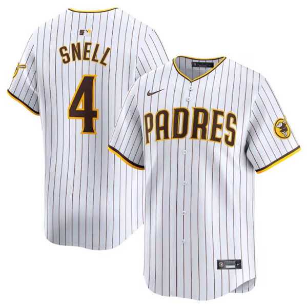 Men%27s San Diego Padres #4 Blake Snell White 2024 Home Limited Baseball Stitched Jersey Dzhi